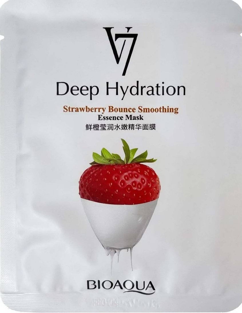 Маска для обличчя BIOAQUA тканинна тонізуюча вітамінна з екстрактом полуниці 30 г