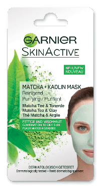 Маска для обличчя GARNIER Skin Active Чай матчу + каолін для комбінованої і жирної шкіри, 8 мл
