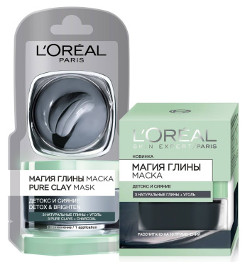 Маска L’Oréal Paris Skin Expert Магія Глини з натуральною глиною і вугіллям, 6 мл