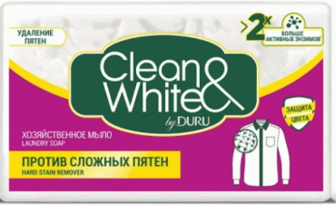 Мыло хозяйственное DURU CLEAN & WHITE для удаления сложных пятен, 125г