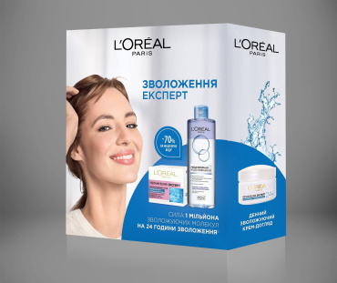 Набор 2 в 1 L’Oréal Paris Експерт Увлажнения (дневной крем, 50 мл + двухфазная мицелярная вода для очищения всех типов кожи, 200 мл)