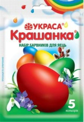Набор красителей для яиц Украса Пасхальное яйцо 5 цветов , 1 упаковка