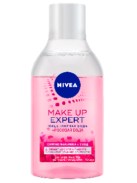 Міцелярна вода Nivea 400 мл MAKE UP EXPERT + трояндова вода для зняття макіяжу для обличчя, очей і губ без змивання