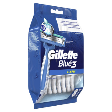 Одноразові чоловічі бритви Gillette Blue Simple 3, 8 шт фото 1
