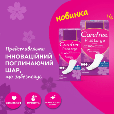 Прокладки женские ежедневные CAREFREE®  Plus Large Fresh plus, 36шт фото 5