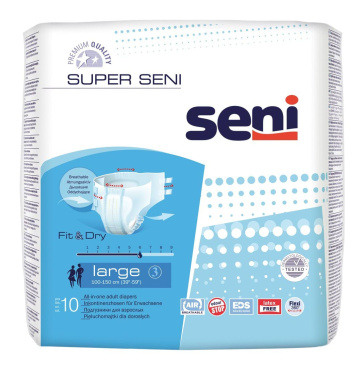 Підгузники для дорослих Seni Super Seni Large 3 (100-150 см), 10 шт