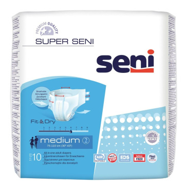Подгузники для взрослых Seni Super Seni Medium 2 (75-110 см), 10 шт
