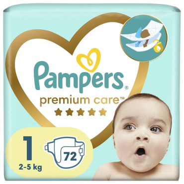 Pampers Premium підгузки Care Розмір 1 (2-5 кг), 72 шт