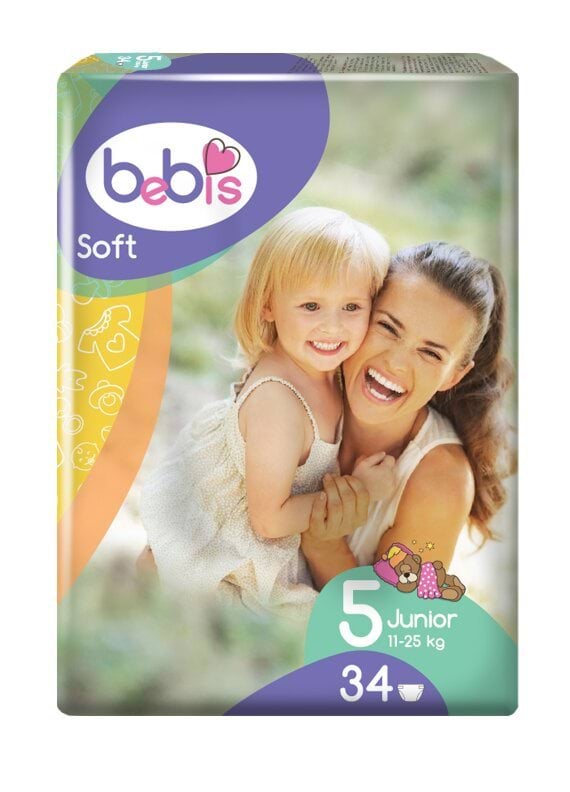 Подгузники Bebis детские Soft junior №5, 34 шт