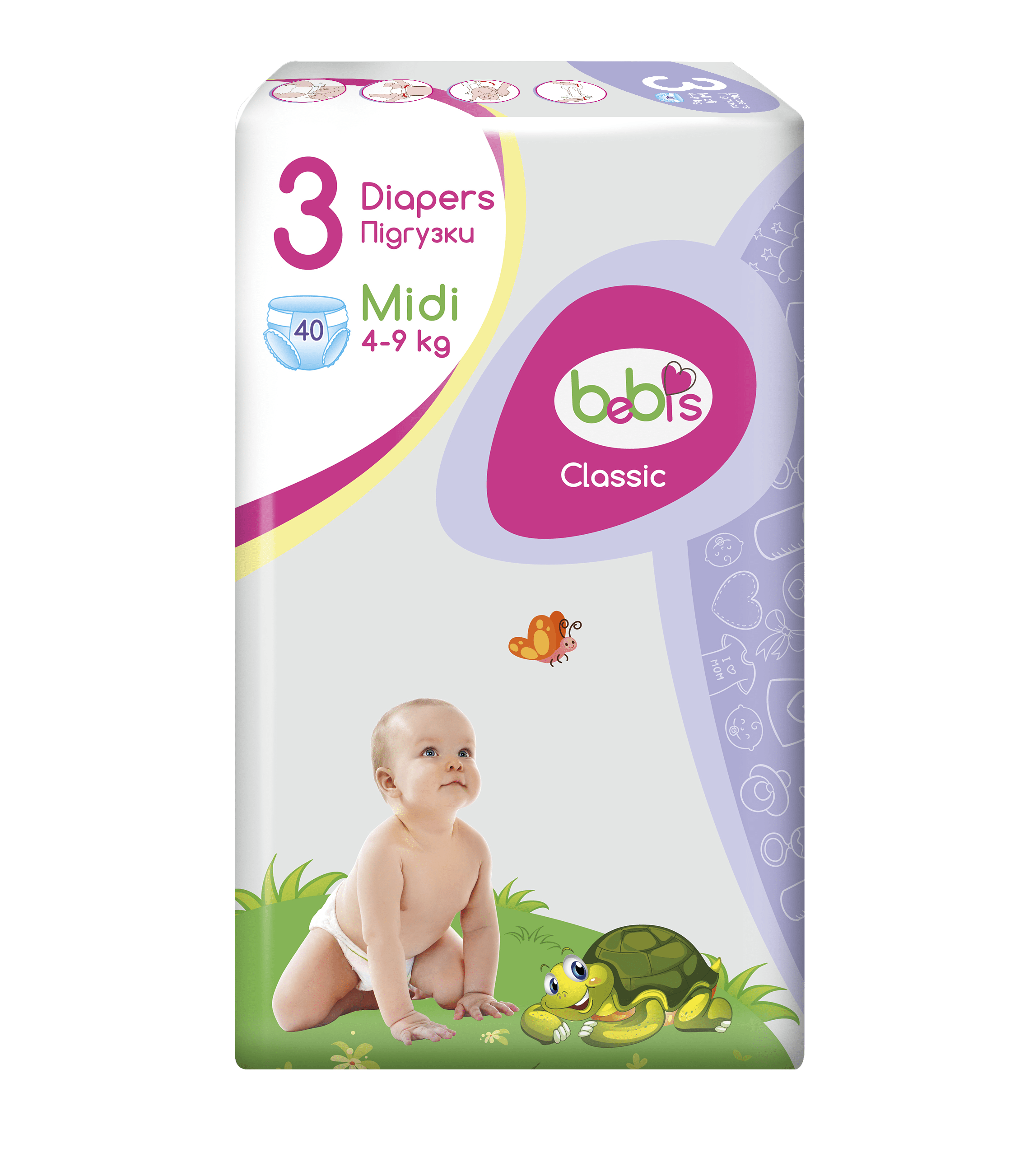 Підгузки дитячі Bebis Classic midi №3, 4-9 кг 40 шт