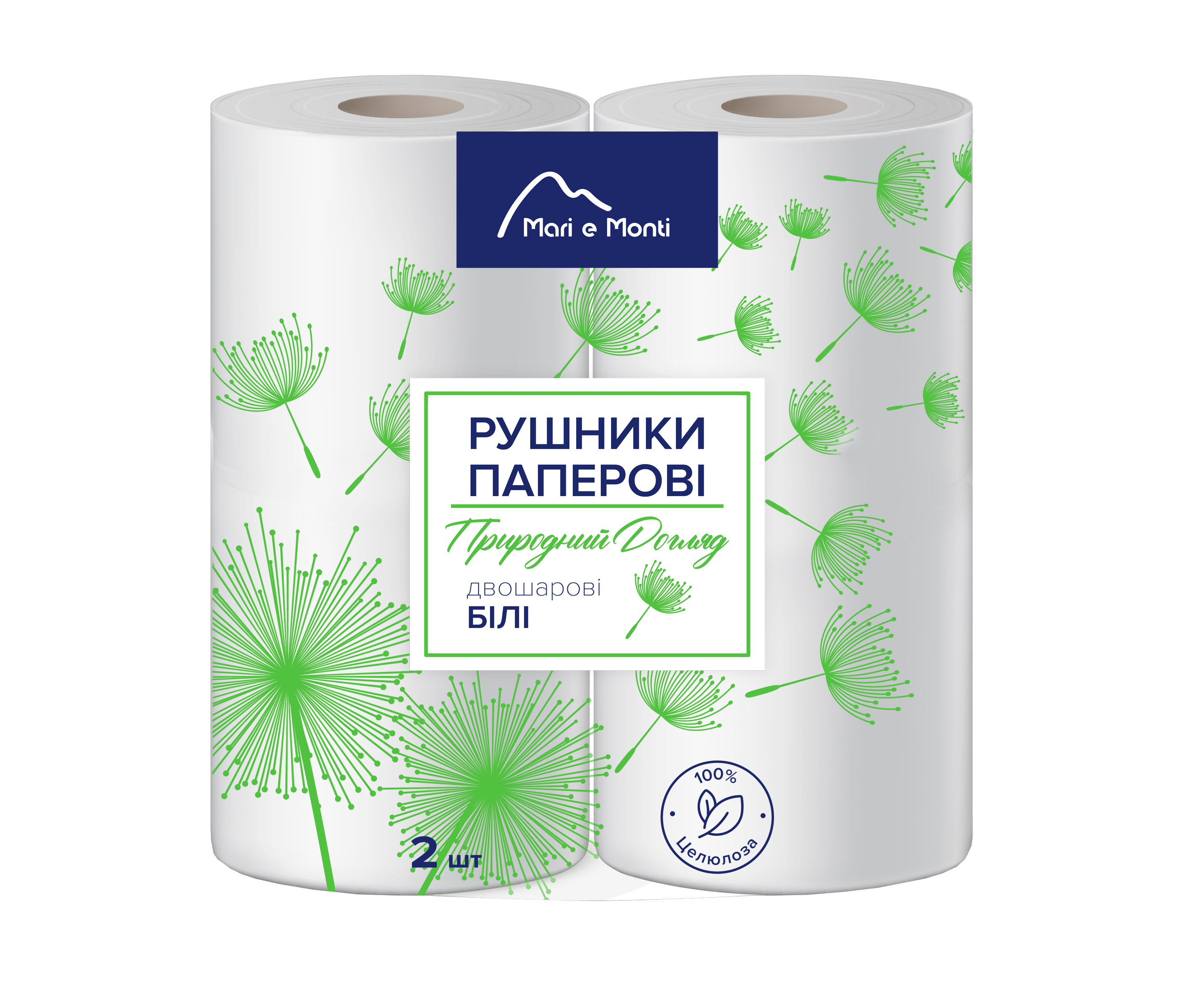 MARI e MONTI рушники паперові двошарові 2 шт, білі