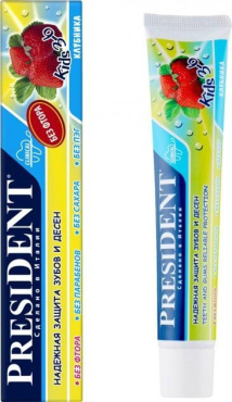 President зубна паста Kids полуниця без фтору від 3 до 6 років, 50мл
