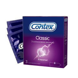 Презервативи латексні з силіконовою змазкою CONTEX® Classic (класичні), 3 шт.
