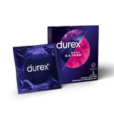 Презервативы Durex Dual Extase латексные с силиконовой смазкой, 3 шт