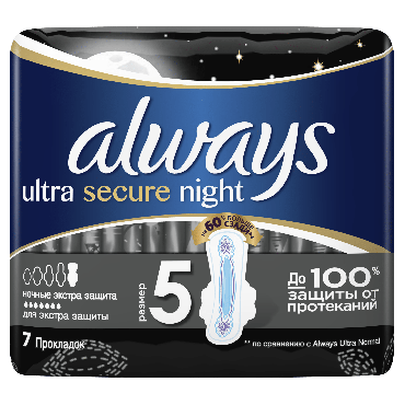 Прокладки для критичних днів Always Ultra Secure Night Deo (Розмір 5), 7 шт