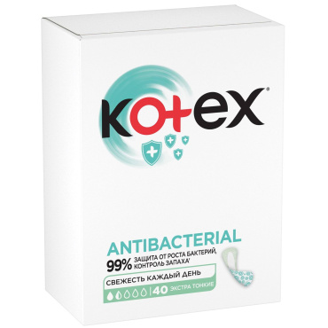 Прокладки ежедневные Kotex Antibacterial, 40 шт.