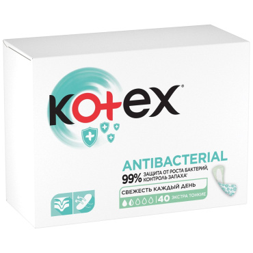 Прокладки щоденні Kotex Antibacterial, 40 шт фото 1