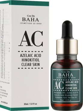 Сыворотка для борьбы с акне Cos de Baha AC Azelaic Acid Hinokitiol Clear Skin Serum 30 мл фото 1