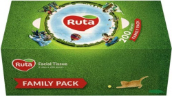Серветки косметичні Ruta Family Pack 2-шарові білі, 200 шт