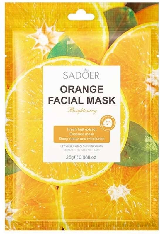 Тканинна маска для обличчя Sadoer зволожуюча Апельсин Fresh fruit extract, 25г
