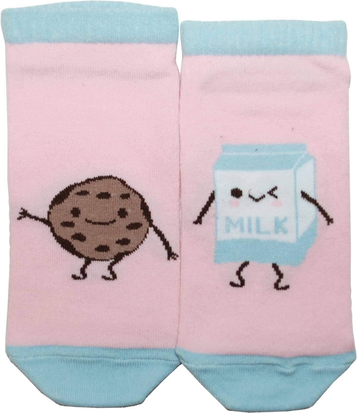 Shagal носки женские короткие ЛП с рисунком "Молоко и Печенье" размер 23-25