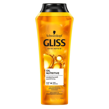 Живильний шампунь GLISS Oil Nutritive для сухого та пошкодженого волосся, 250 мл