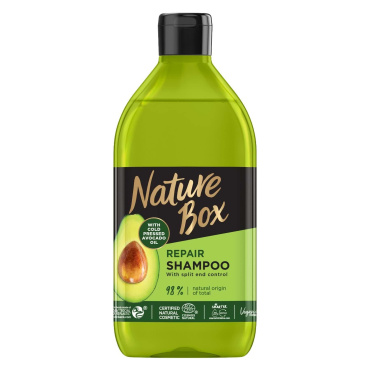 Шампунь Nature Box для відновлення волосся та проти посічених кінчиків з олією авокадо холодного віджиму 385 мл фото 1