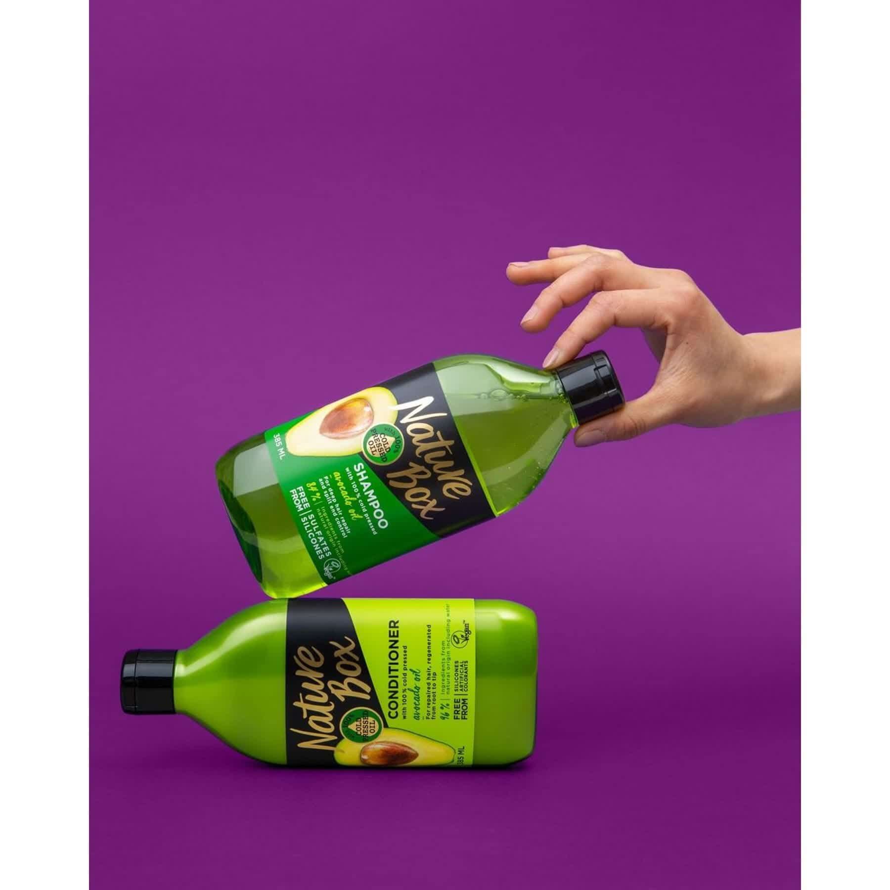 Шампунь Nature Box для восстановления волос против секущихся кончиков с маслом авокадо холодного отжима 385 мл