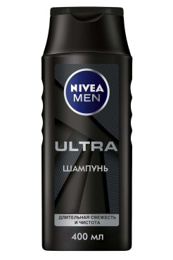 Шампунь Nivea Men 400 мл ULTRA для волосся тривала свіжість і чистота з активним вугіллям