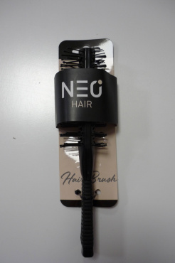 Щетка для укладки прямоугольная NEO hair с вентиль прорезями двухсторонняя с рифленой ручкой, черная