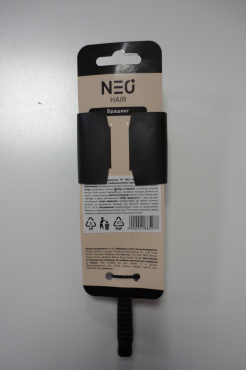 Щетка для укладки прямоугольная NEO hair с вентиль прорезями двухсторонняя с рифленой ручкой, черная фото 1