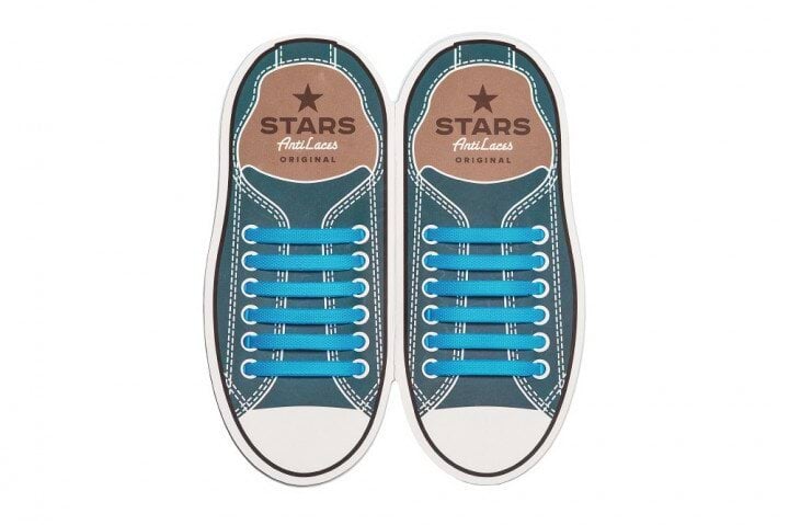 Силиконовые антишнурки Anti Laces Stars, 56,5мм, 12 шт Голубые