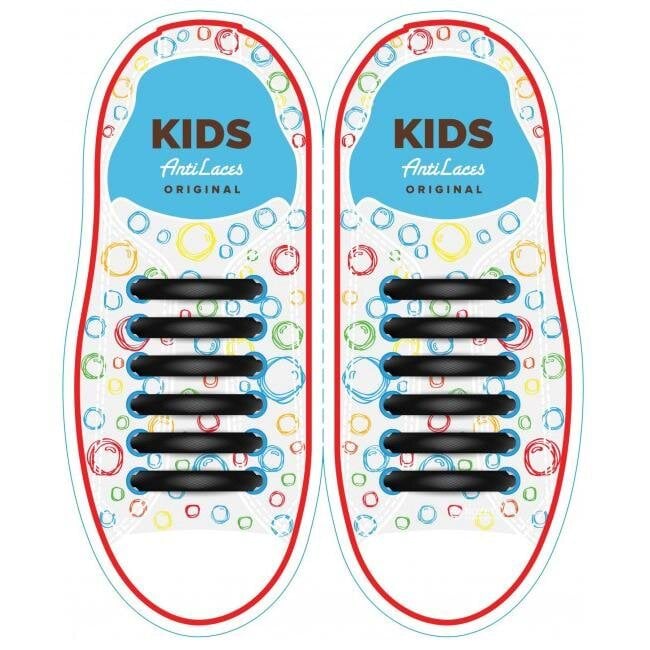 Силиконовые антишнурки AntiLaces Kids, 38 мм, 12 шт, черные