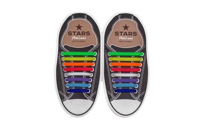 Силиконовые антишнурки AntiLaces Stars, 38-68мм, 16шт, разноцветные