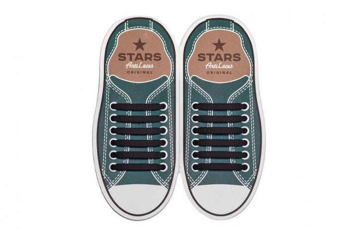 Силіконові антишнурки AntiLaces Stars, 56,5мм, 12шт, чорні