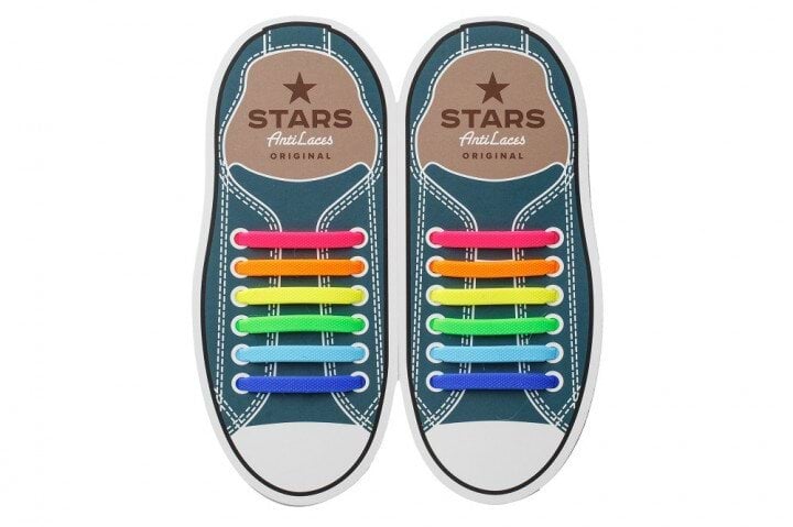 Силиконовые антишнурки AntiLaces Stars, 56,5мм, 12шт, разноцветные