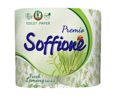 Soffione бумага туалетная Fresh Lemongrass 3-слоя, 8шт (КУБ)