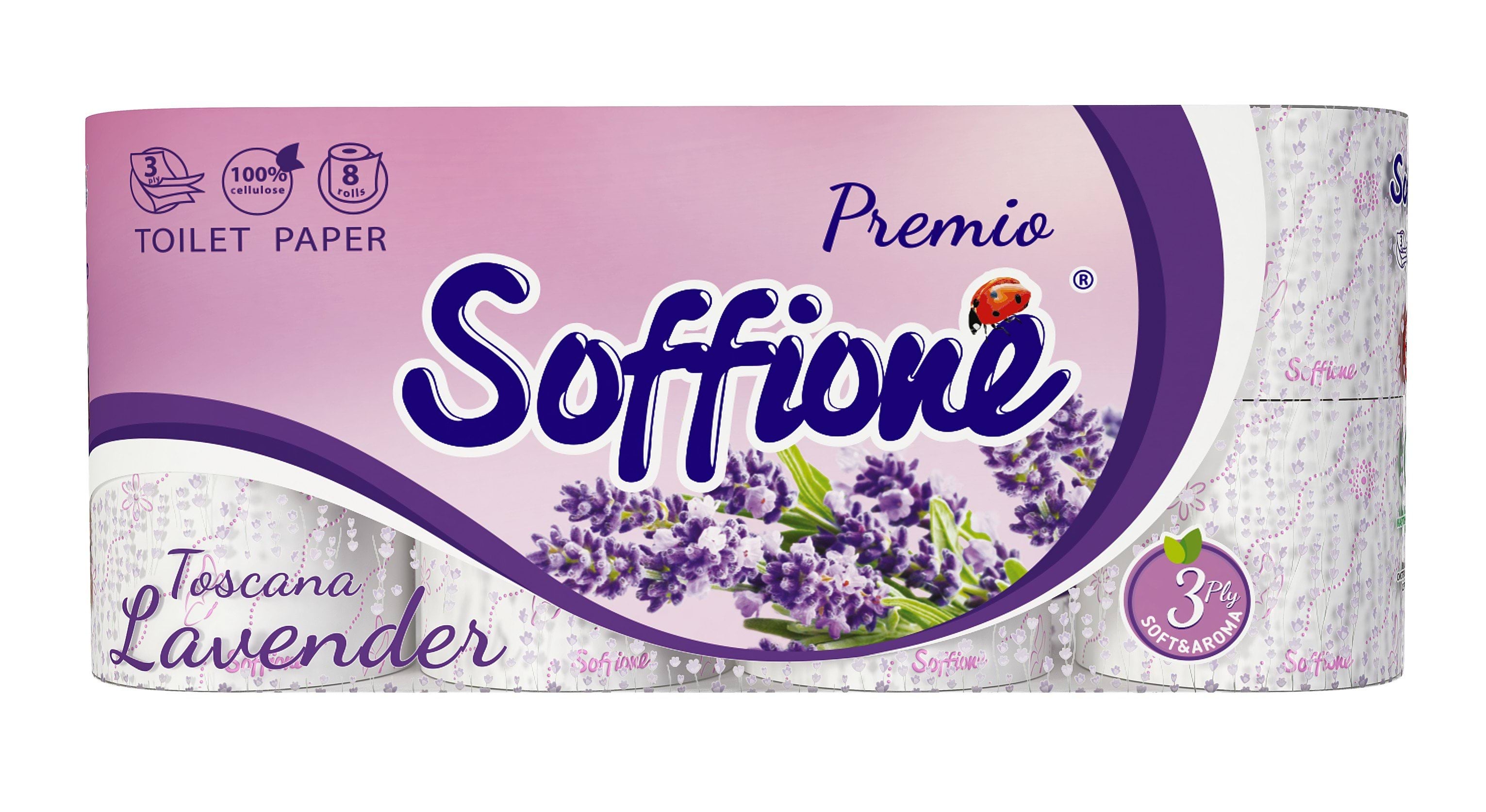 Soffione бумага туалетная Toscana Lavender 3-слоя, 8 шт