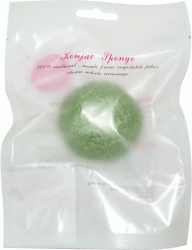 Спонж для умывания конжаковый сухой SKY с экстрактом зеленого чая, 1 шт.