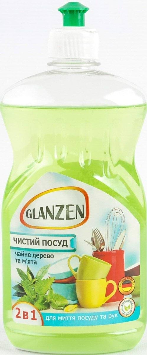 Засіб для миття посуду GLANZEN чайне дерево і м'ята 550 г