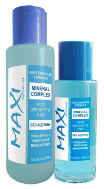 Засіб для зняття лаку Maxi color Maxi remover Mineral complex, зміцнення нігтів 105 мл