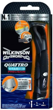 Станок + 1 сменный картридж Wilkinson Sword Quattro Titanium Precision