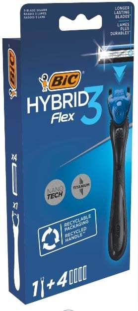 Станок для гоління чоловічий BIC Flex 3 Hibrid з 4 змінними картриджами