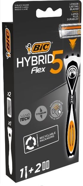 Станок для гоління чоловічий BIC Flex 5 Hibrid з 2 змінними картриджами