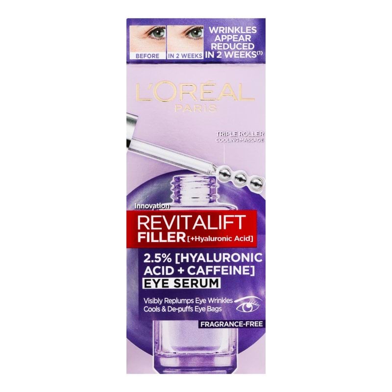 Сироватка для шкіри навколо очей L`Oreal Revitalift з гіалуроновою кислотою та кофеїном, 20 мл
