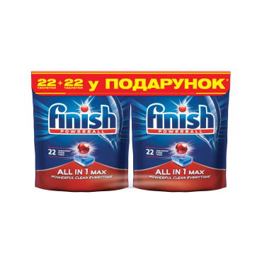 Таблетки для посудомоечных машин FINISH ALL IN 22 шт+ 22 шт