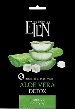 Тканевая маска для лица ELEN cosmetics aloe vera интенсивное тонизирование и увлажнение 25 мл