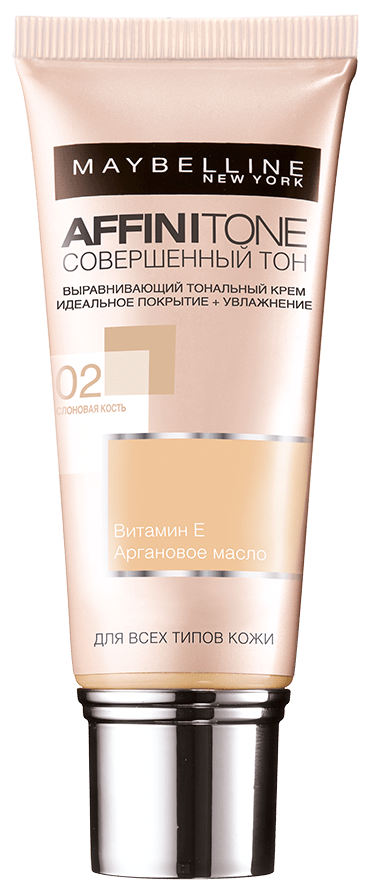 Тональний крем для обличчя Maybelline New York Affinitone Досконалий тон № 02 Слонова кістка, 30 мл