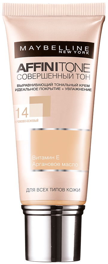 Тональний крем для обличчя Maybelline New York Affinitone Досконалий тон № 14 кремово-бежевий, 30 мл