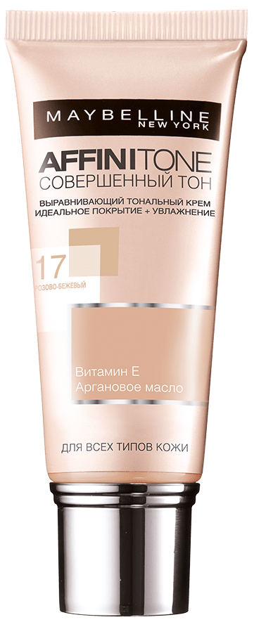 Тональный крем для лица Maybelline New York Affinitone Совершенный тон № 17 розово-бежевый, 30 мл